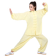 新品棉加丝太极服 男女太极拳练功服装 春夏秋太极服装(黄)